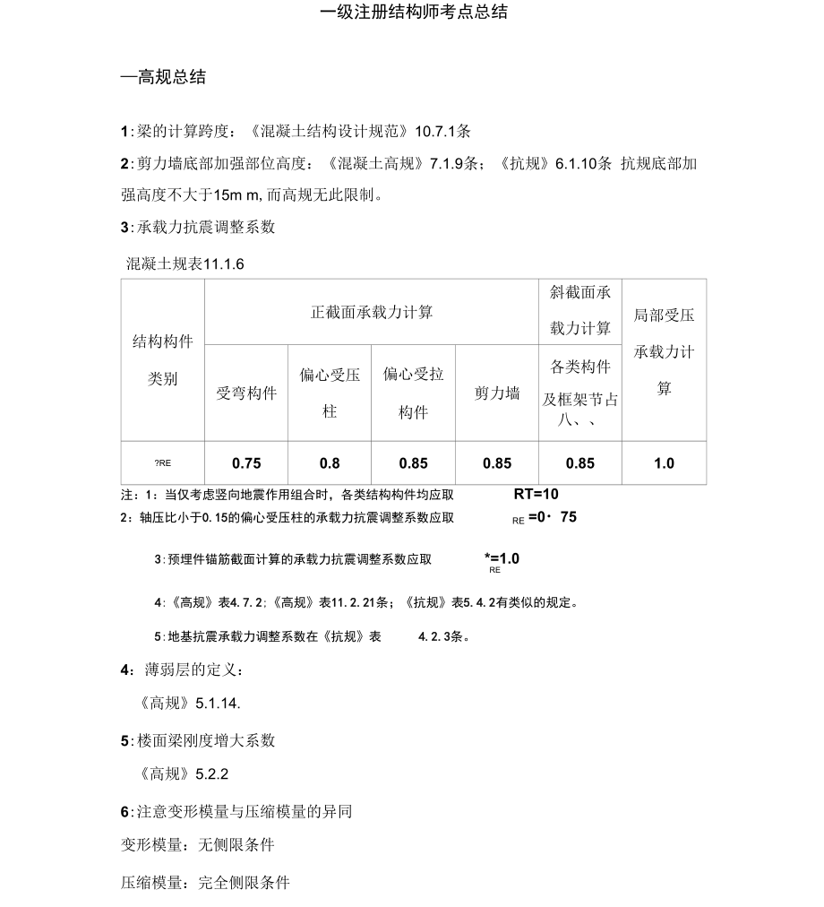 一级注册结构工程师考点总结资料讲解.docx_第1页