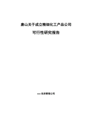 唐山关于成立精细化工产品公司可行性研究报告.docx