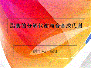 脂肪的分解代谢与合成代谢.ppt