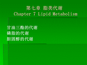 脂类代谢7LipidMetabolism.ppt