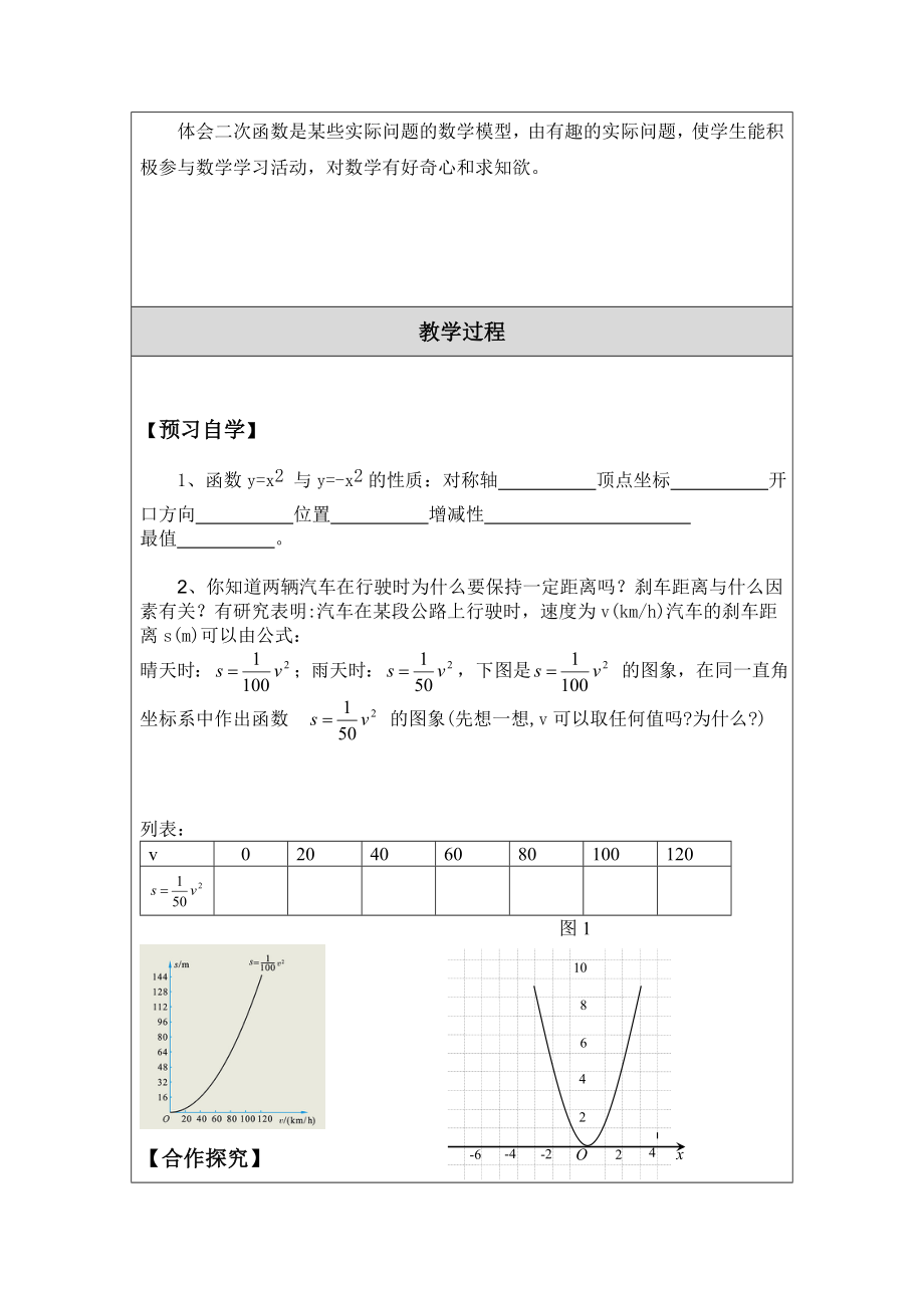 刹车距离与二次函数教学设计.doc_第2页