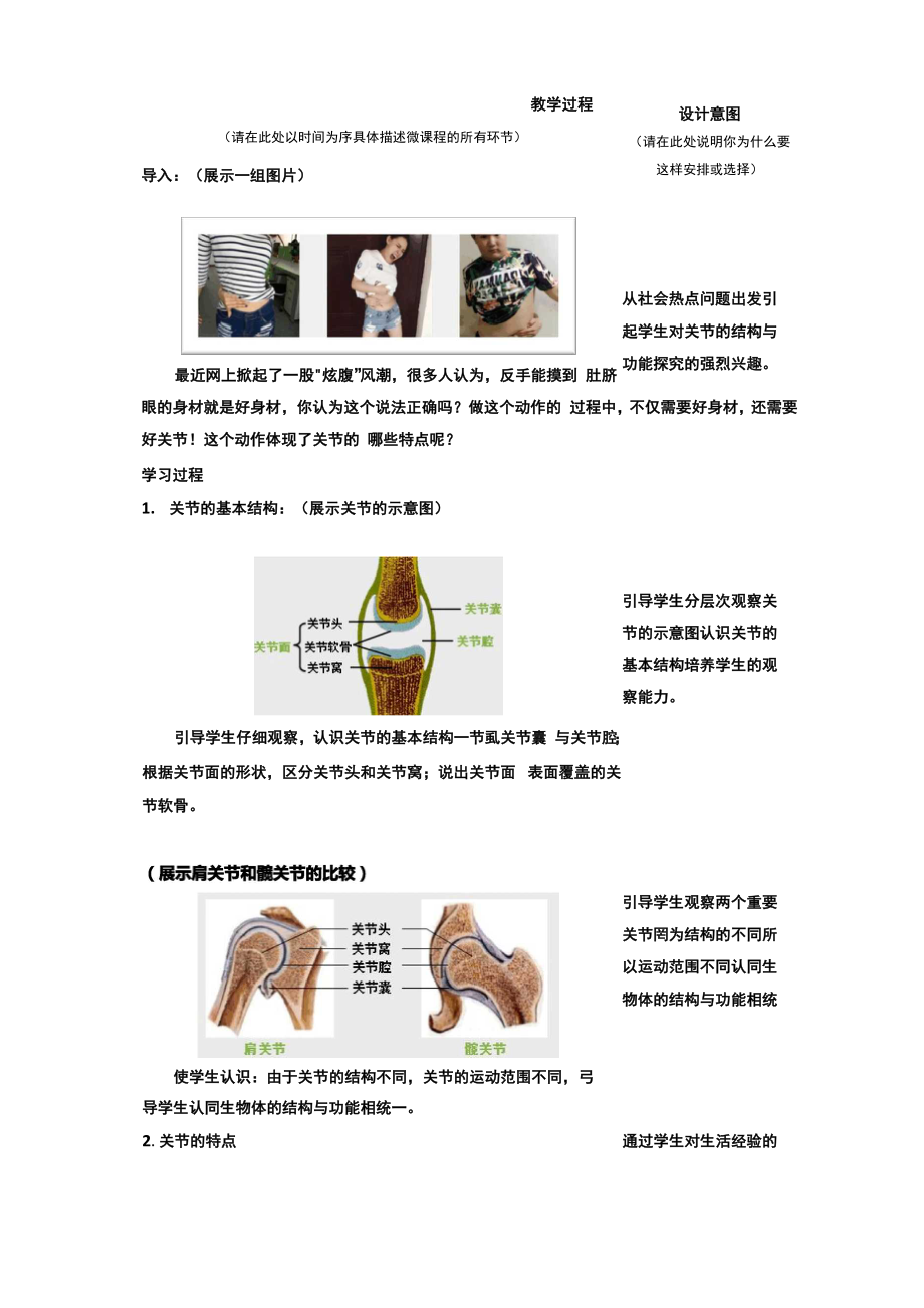 《关节的结构与功能》微课程设计方案.docx_第2页