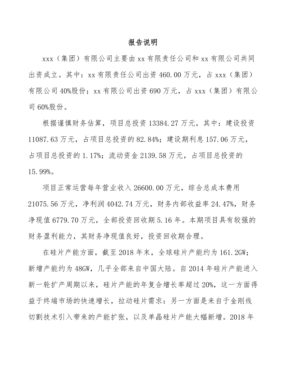 唐山关于成立晶硅处理设备公司可行性研究报告.docx_第2页