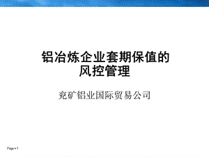 电铝公司铝冶炼企业套期保值的风控管理.ppt