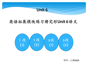 英语拓展模块练习册Unit6完形答案及译文.ppt