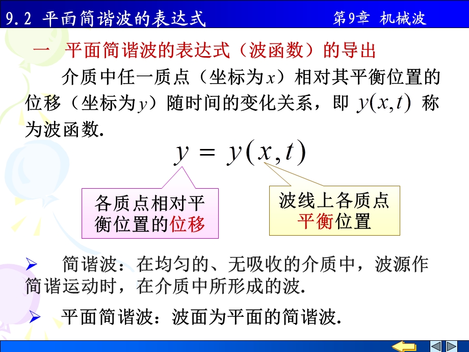 物理PPT课件9.2平面简谐波的表达式.ppt_第1页