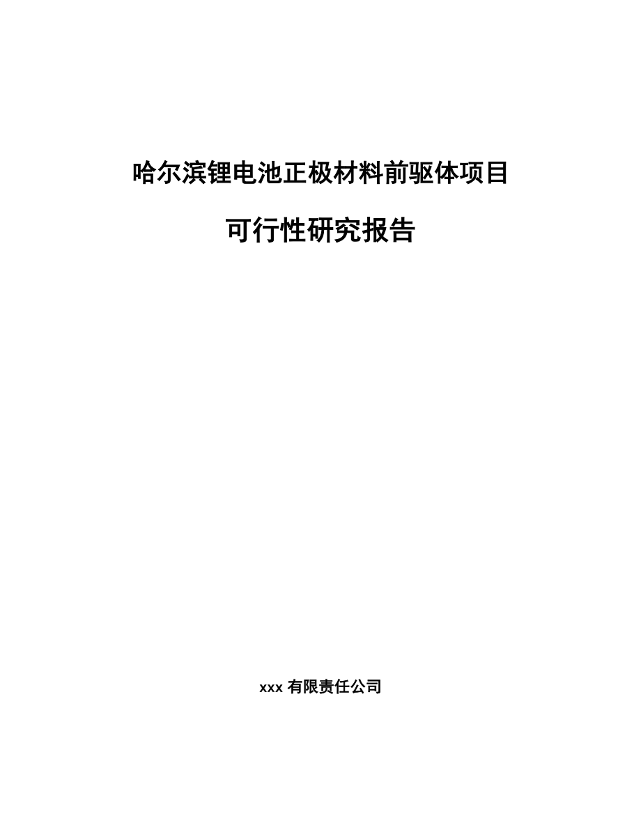 哈尔滨锂电池正极材料前驱体项目可行性研究报告.docx_第1页