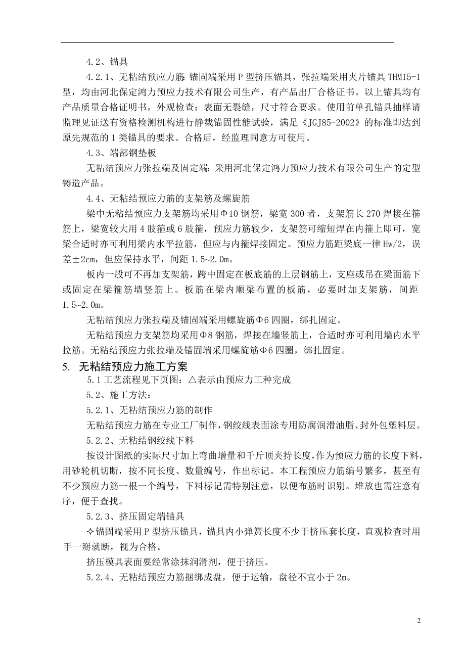 广东多层框架医院行政楼预应力施工方案(无粘结预应力).doc_第2页