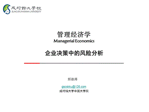 09hjt管理经济学企业决策中的风险分析.ppt