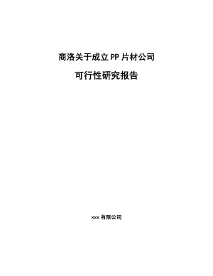 商洛关于成立PP片材公司研究报告模板.docx