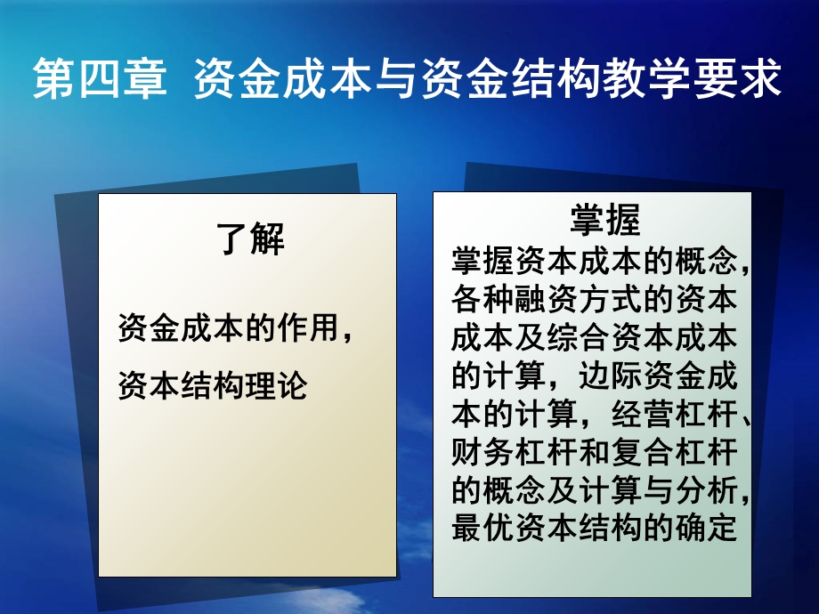 资金成本与资金结构教学要求教学.ppt_第1页