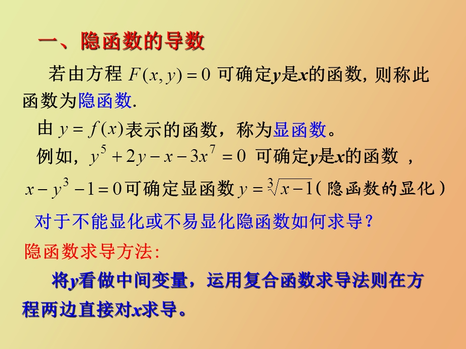 隐函数的导数、由参数方程确定的函数的导数.ppt_第2页