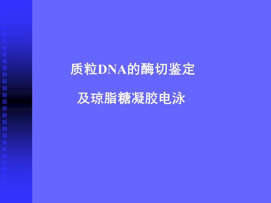 质粒DNA酶切鉴定及琼脂糖凝胶电泳.ppt_第1页