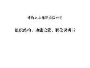 远卓珠海九丰集团组织结构、功能设置、职位说明书z.ppt