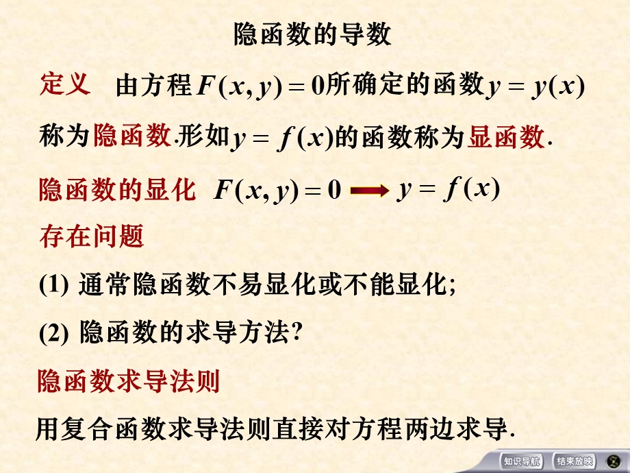 隐函数对数函数参数方程求导数.ppt_第1页