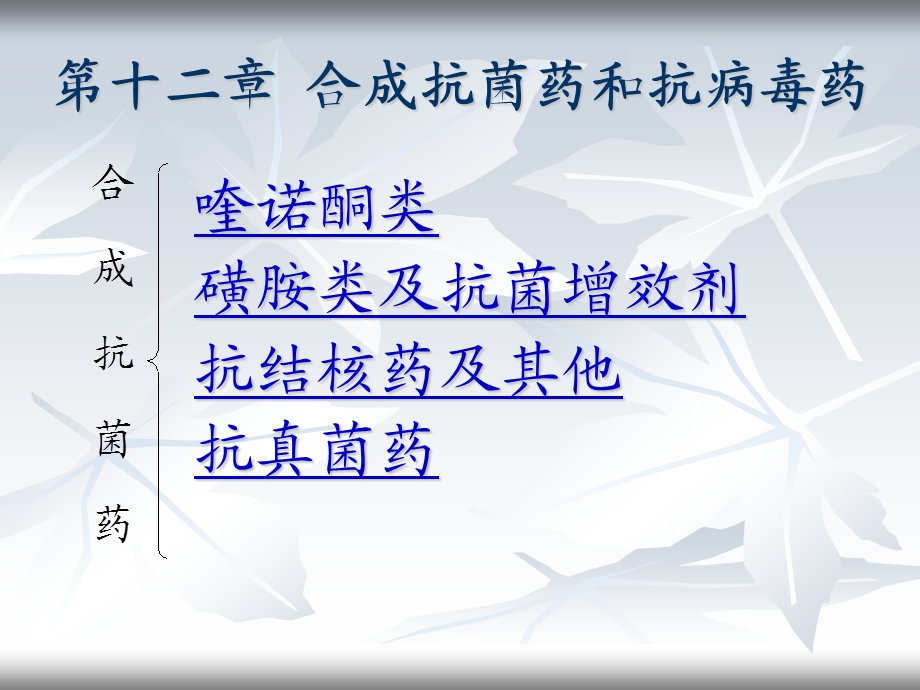 第十二章合成抗菌药和抗病毒药.ppt_第1页