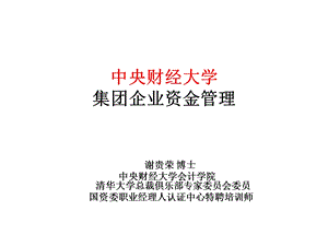 中央财经大学集团企业资金管理.ppt