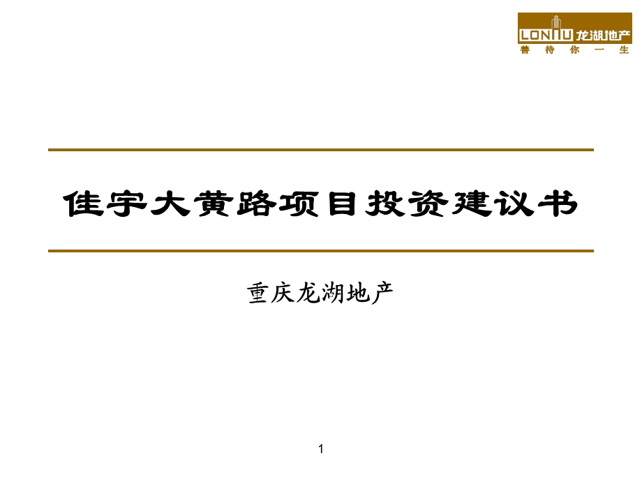 龙湖地产佳宇大黄路项目投资建议书41页.ppt_第1页
