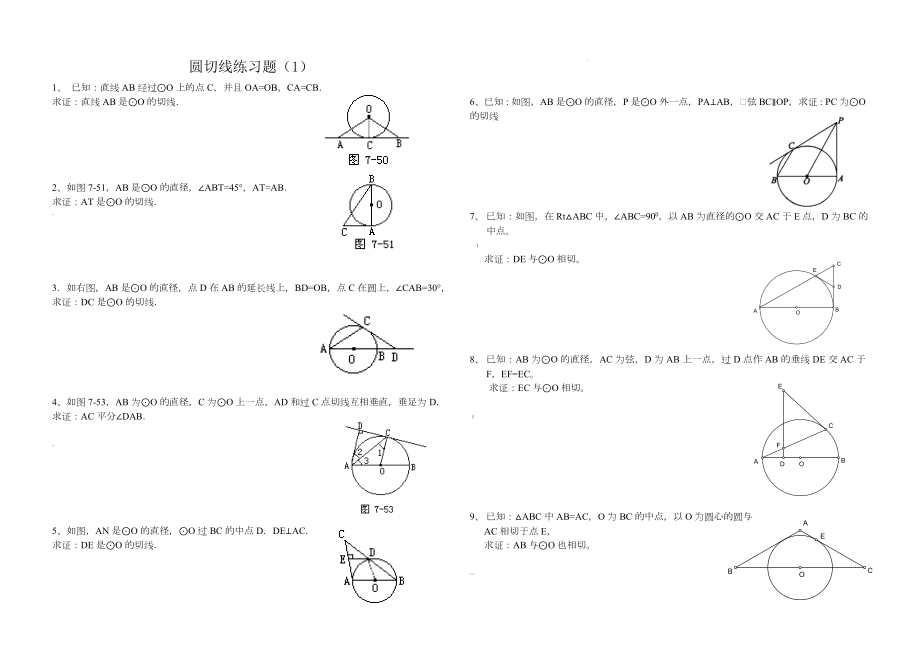 圆切线练习题(题型全面).doc_第1页