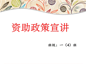 资助政策主题班会.ppt