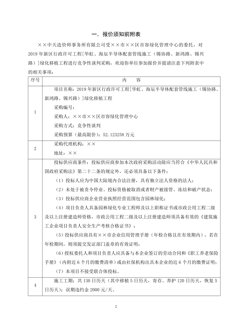 半导体配套管线施工绿化移植工程竞争性谈判文件.doc_第2页