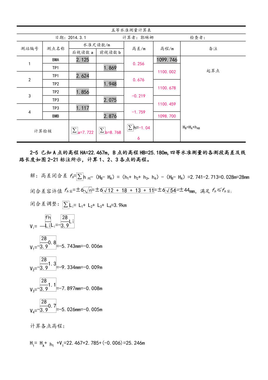 土木工程测量作业答案解析.doc_第2页