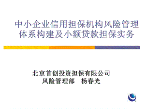 中小企业信用担保机构风险管理体系构建及小额贷款担保实务.ppt