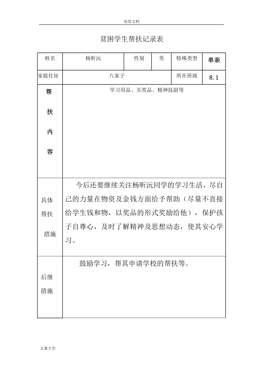 困难学生帮扶工作记录簿表.doc_第2页