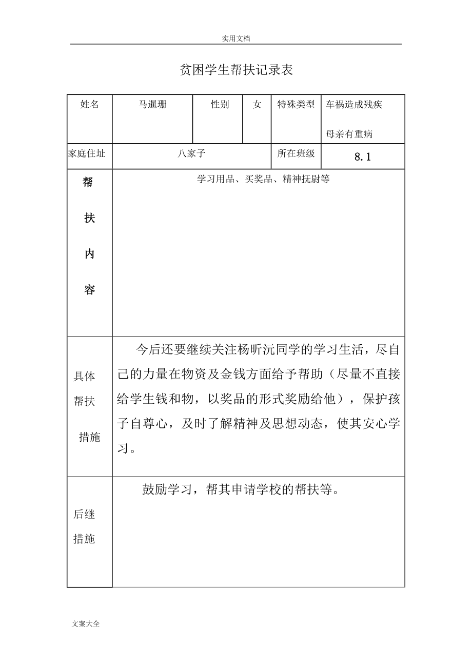 困难学生帮扶工作记录簿表.doc_第3页