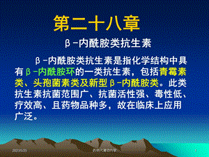 西医药理学第二十八章β-内酰胺类抗生素.ppt