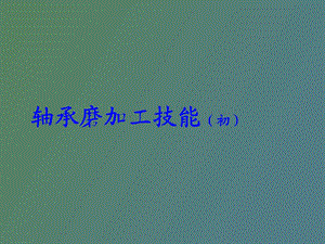 轴承磨工工艺学.ppt