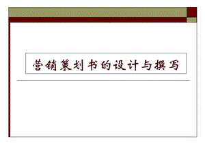 营销策划书的设计与撰写.ppt