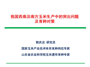 我国西南及南方玉米生产中的突出问题及育种对策.ppt