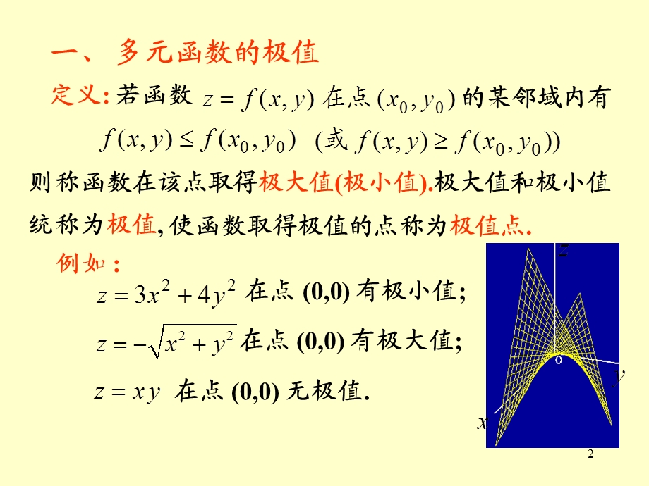 高数(多元函数的极值和条件极值).ppt_第2页