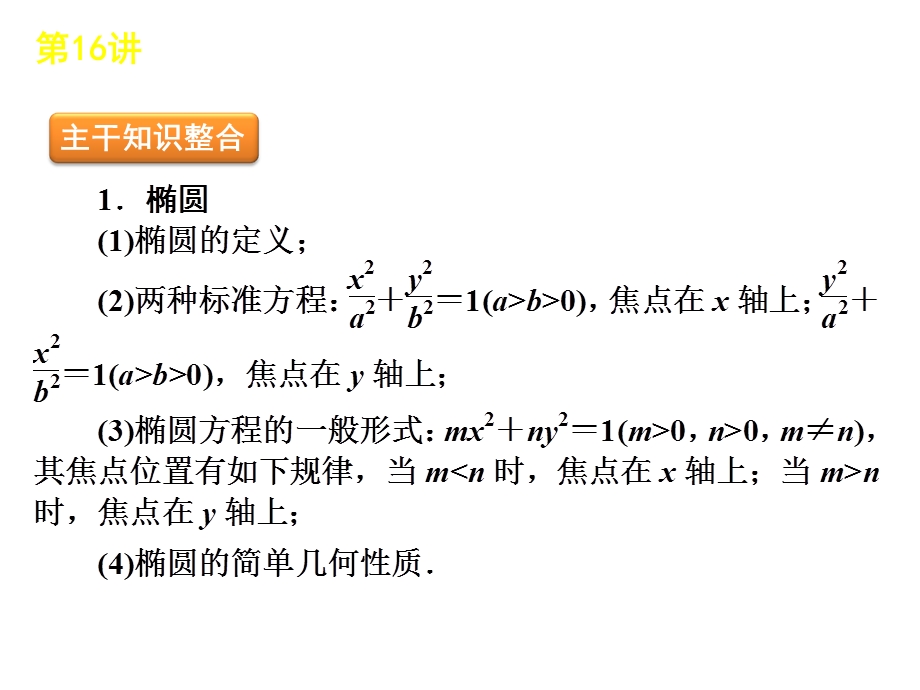 第16讲 圆锥曲线的定义、方程与性质.ppt_第2页