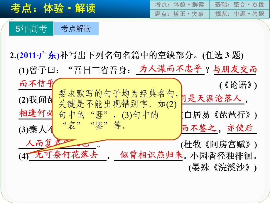 名句名篇的识记与默写高频考点高频考点舌尖上的唐风宋韵笔底下的诗魂文魄——默写常见的名句名篇.ppt_第3页