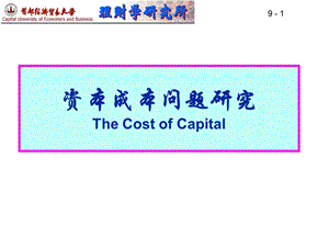 资本成本问题研究TheCostofCapital.ppt