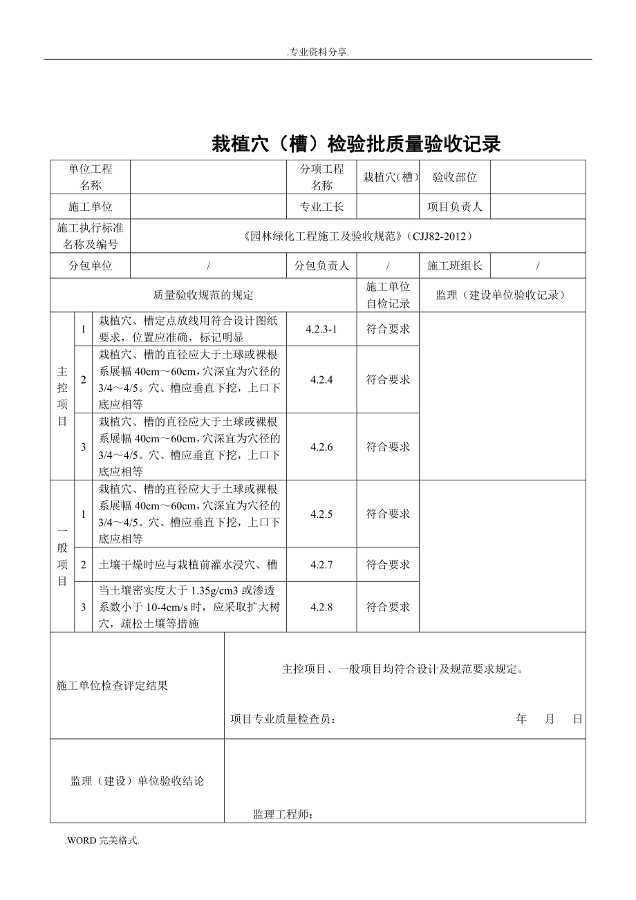 园林绿化种植报验申请表及检验批[全套].doc_第2页