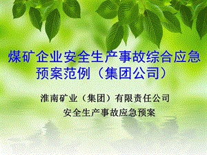 淮南矿业集团安全生产应急预案的编制范例.ppt