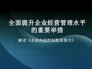 全面提升企业经营管理水平的重要举措.ppt