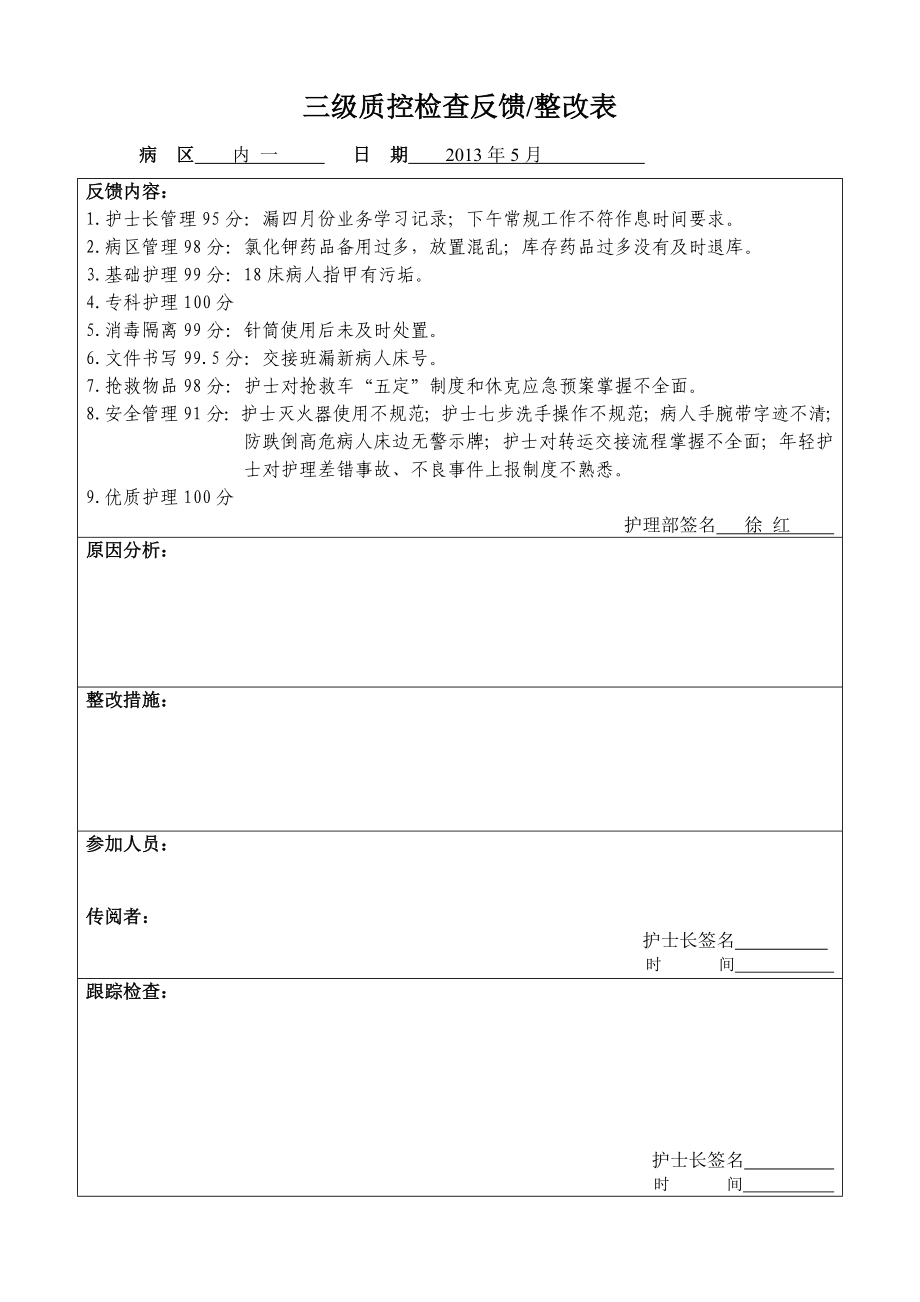 三级质控检查反馈整改表.doc_第1页