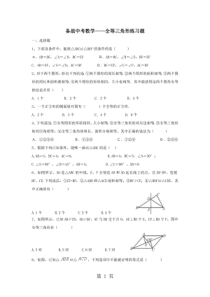 备战中考数学全等三角形练习题.docx