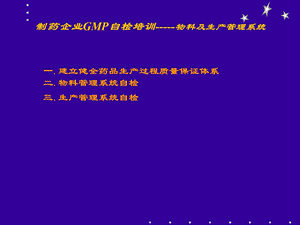 制药企业GMP自检培训物料及生产管理系统.ppt