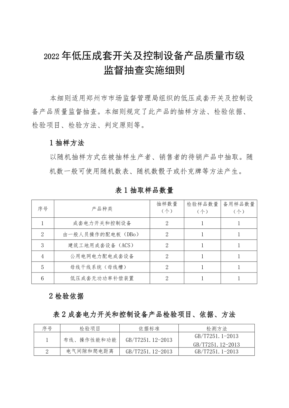 11.低压成套开关及控制设备产品质量郑州市监督抽查实施细则.docx_第1页