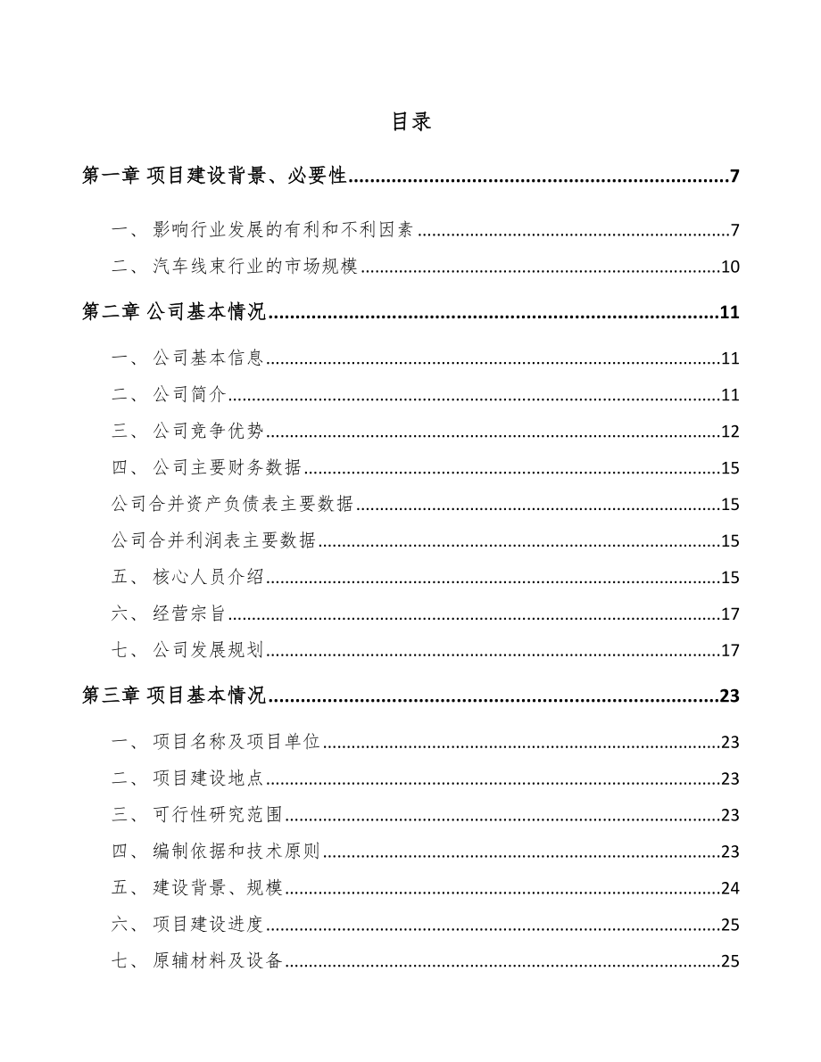 垫江汽车线束项目可行性研究报告.docx_第1页