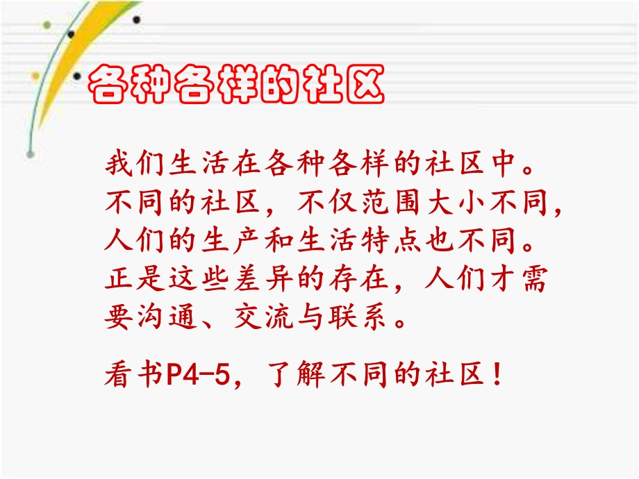 品德与社会三下《各种各样的社区》.ppt_第1页