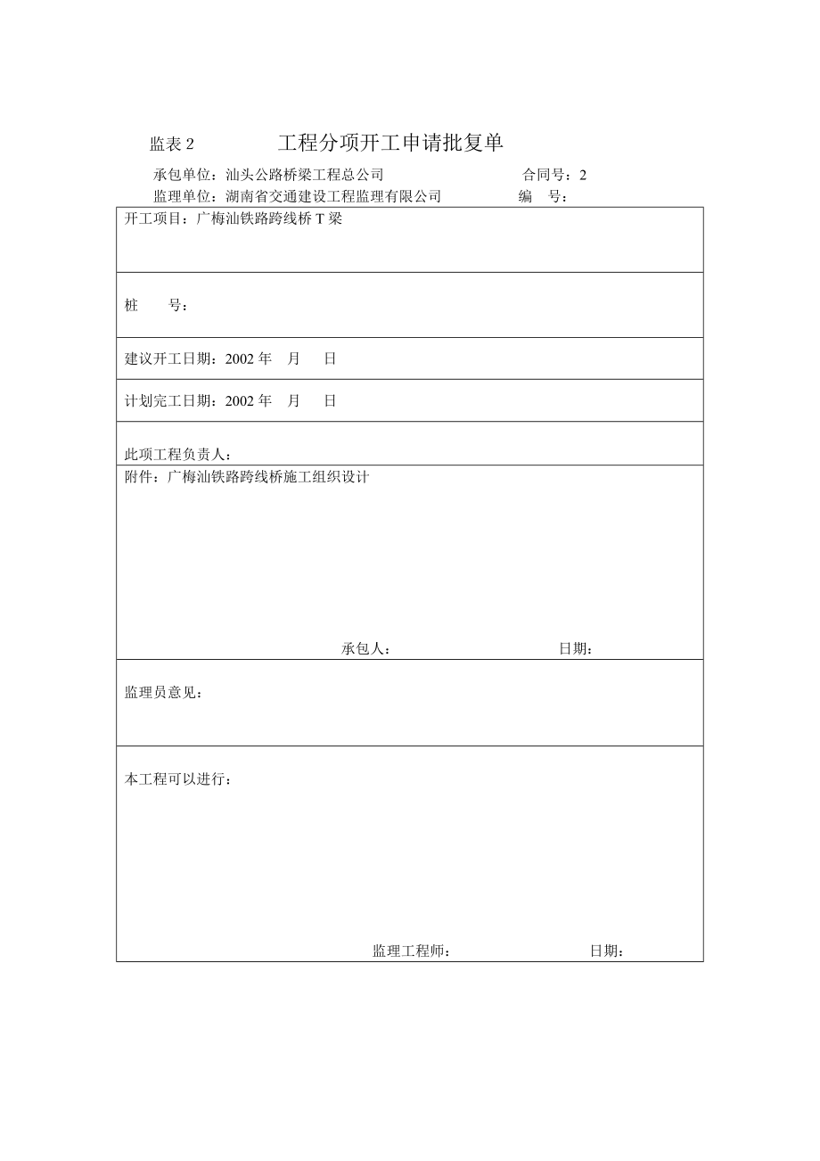 018跨线桥T梁工程开工报告.doc_第1页