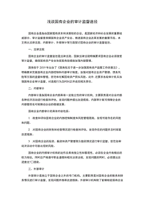 浅谈国有企业的审计监督途径1000字.docx