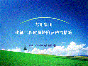 龙湖集团建筑工程质量缺陷及防治措施08月30日.ppt