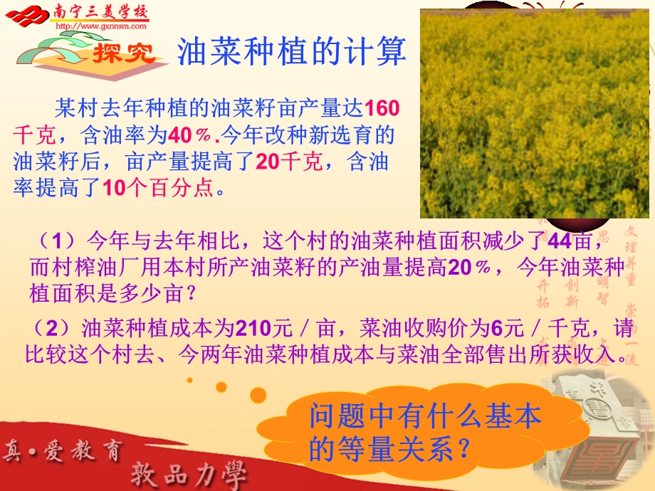 实际问题与一元一次方程(油菜种植的计算).ppt_第2页